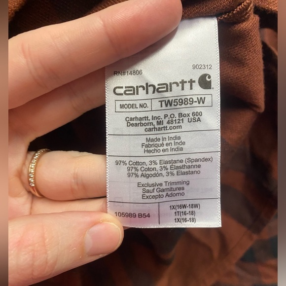Carhartt NWOT Cotton Blend Loose Rugged Flex Plaid Button Up Shirt Size 1X - Picture 4 of 5